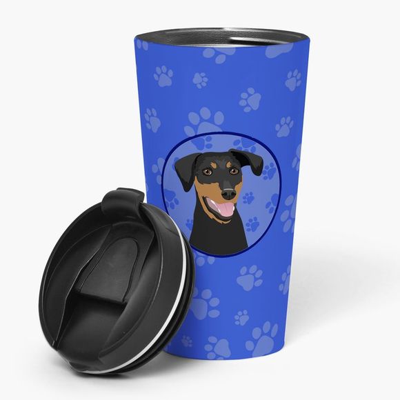 Doberman Pinscher Black and Rust Natural Ears #1  Stainless Steel 16 oz  Tumbler - Picture 1 of 4